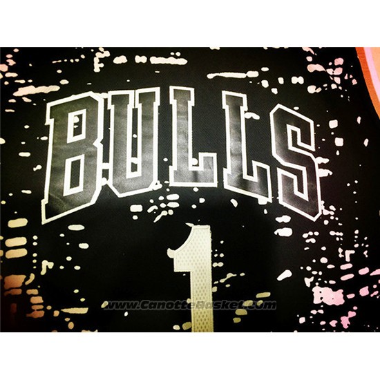 Maglia Luci Della Citta Chicago Bulls Derrick Rose #1 Nero